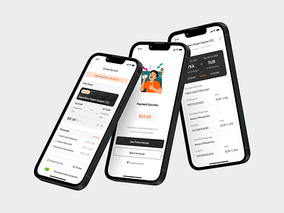 Entrain - Train Ticket Mobile App (Payment) mobile app payment payment success ticket ticketing train train app ui design visa