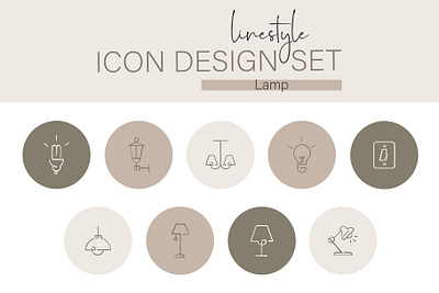 Linestyle Icon Design Set Lamp idea