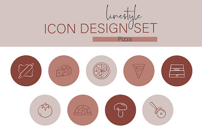 Linestyle Icon Design Set Pizza italian