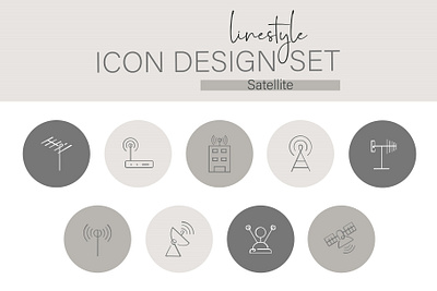 Linestyle Icon Design Set Satellite connection