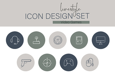 Linestyle Icon Design Set Video Games virtual