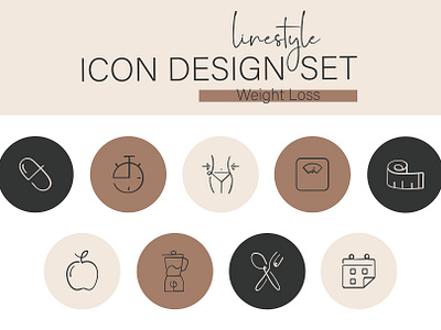 Linestyle Icon Design Set Weight Loss calories