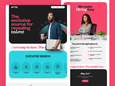 Atriz Website Design agency banner banner design design figma illustration outsource pink talent ui ui design web design webflow website