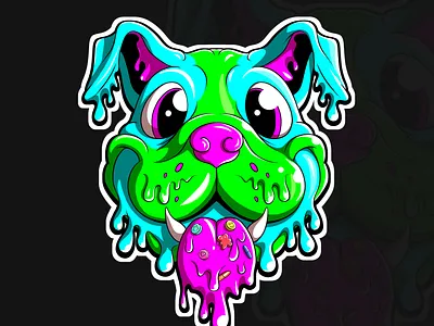 Psychedelic melting trippy dripping cartoon character logo art cartoon character dripping illustration melting psychedelic trippy