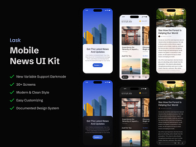 Lask Mobile News UI Kit 2.0 - Variables Update! design design system figma ui uikit user experience user interface ux uxui