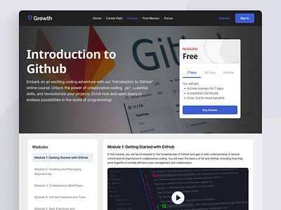 Growth - Edtech Web Courses blue branding clean concept course design education minimalism package pricing simple ui web design