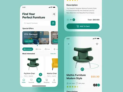 Furniture Mobile App app clean decoration design ecommerce figma furniture furniture app furnitures hello dribbble homedecor interior interior design mobile mobile app design shop sofa store ui uiux