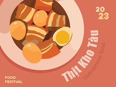 Vietnamese Food Poster - Thit Kho Tau branding graphic design illustration vector