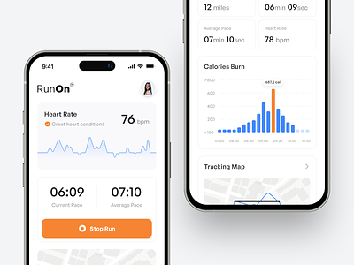 RunOn - Run App android app clean design gym app ios mobile mobile app run run track running sport sporty ui ui ux uidesign uiux work out workout