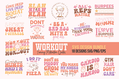 Workout Motivation Quotes SVG PNG Bundle 3d animation app branding design graphic design illustration logo ui vector