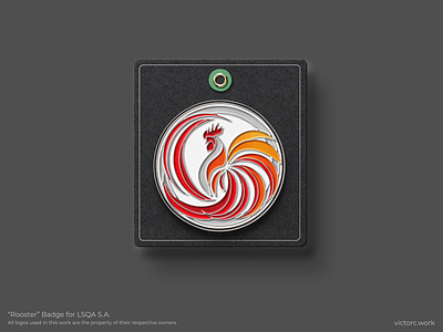 “Rooster” Badge for LSQA S.A. branding design enamel graphic design logo pin rooster uruguay vector