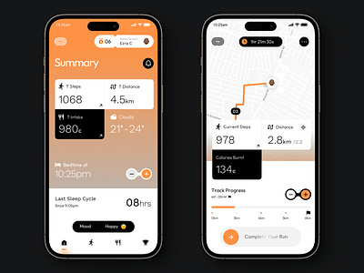 Fitness and Activity Tracker app design interfacedesign ui uiux ux