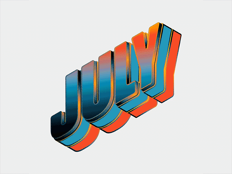 JULY 3d animation lettering typography