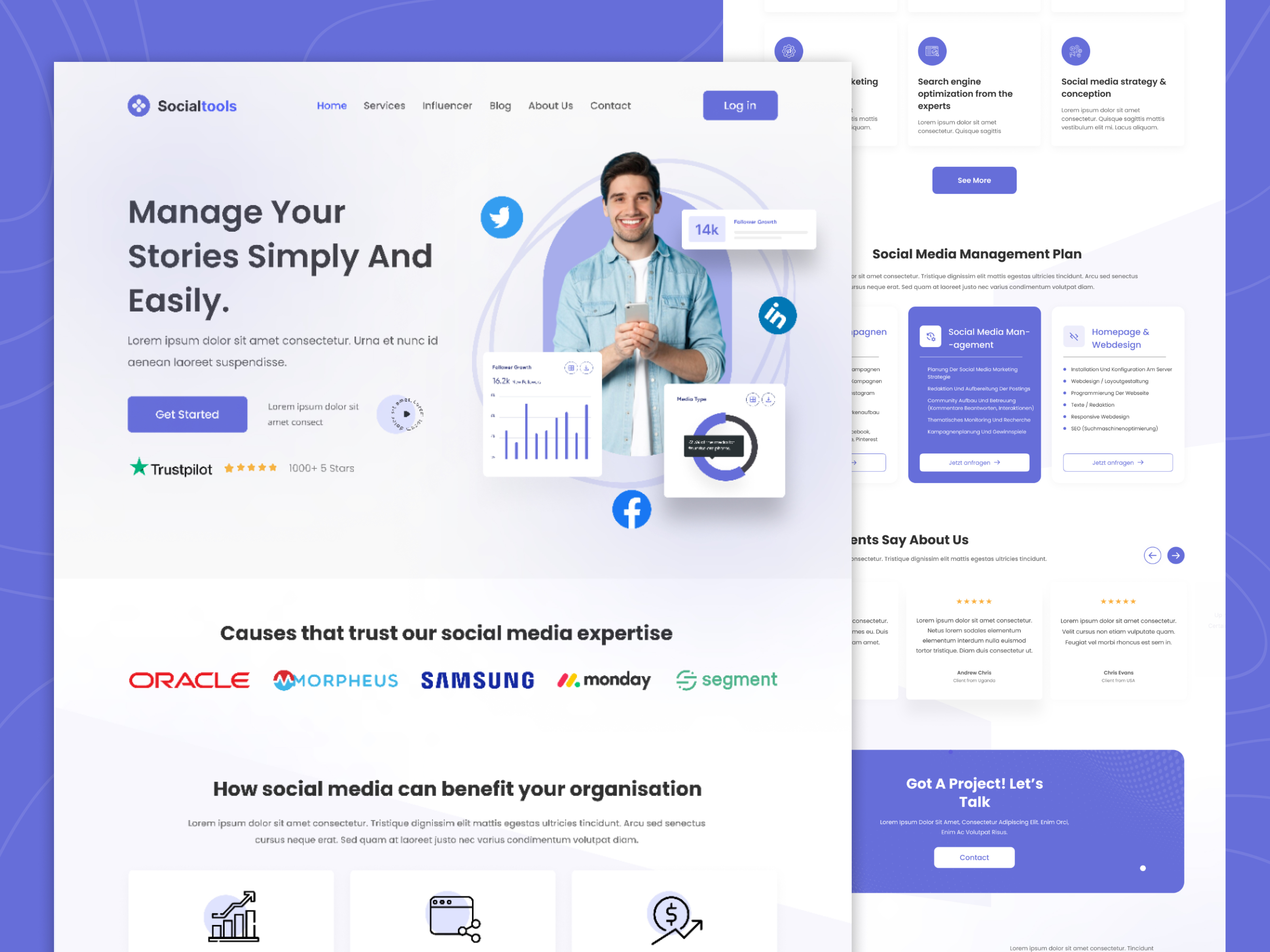 Influencer - Marketing agency landing page agency blogfluence collaboration design digital creator facebook influencer influencer marketing influencer website instagram landing page marketing agency marketplace social media social media influencer social media marketing social network tiktok ui uiux