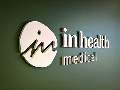 InHealth Medical logo internal signage branding clinic design graphic design green health logo logomark medical medical centre sign signage typography