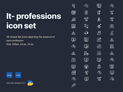 Icon Set IT-professions app icon brandbook design flat icon graphic design icon icons pack iconset illustration line icon minimal outline ui ui design ui icon vector icon