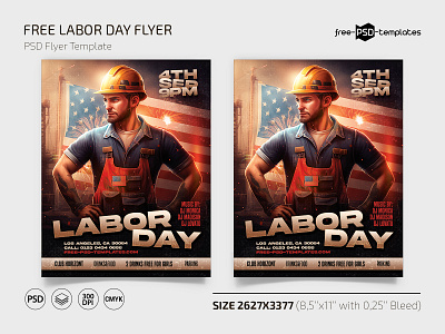 Free Labor Day Flyer Template + Instagram Post (PSD) event events flyer flyerlaborday flyers instagram labor laborday photoshop print printed psd template templates