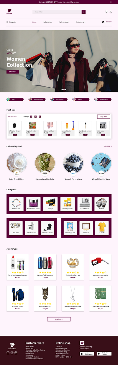 Ecommerce responsive website branding design typography ui ux