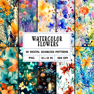 Watercolor Flower Patterns floral flowers patterns seamless watercolor