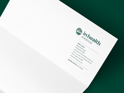 InHealth Medical letterhead branding clean collateral design graphic design green letterhead logo stationery typography