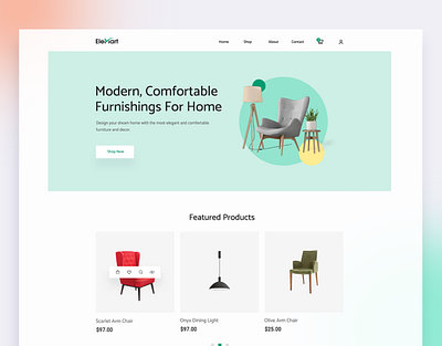 Elemart Online Furniture Store clean elegant furniture furniture categories grid layout minimalist aesthetics minimalistic design neutral colors order tracking product catalog product details responsive design seamless navigation simple store typography user experience user interface web app white space