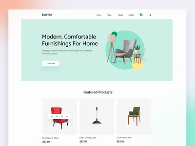 Elemart Online Furniture Store clean elegant furniture furniture categories grid layout minimalist aesthetics minimalistic design neutral colors order tracking product catalog product details responsive design seamless navigation simple store typography user experience user interface web app white space