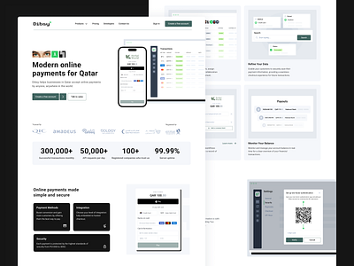Dibsy website redesign - modern online payments for Qatar design finances gray green minimalism payment platform system ui website