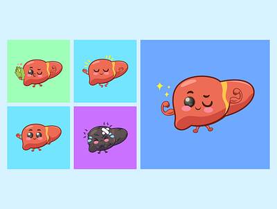 cute liver organ cartoon vector icon illustration biology