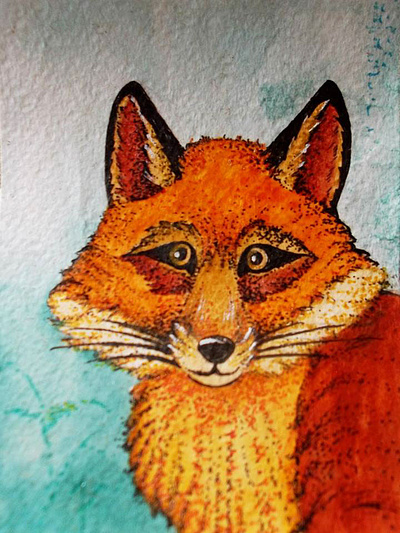 Watercolor Fox art design illustration print watercolor