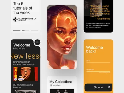 Online Education Platform - Mobile Version 3d animation app classes clean education graphic design ios learn lessons minimalism mobile motion graphics online phone platform play studying ui video