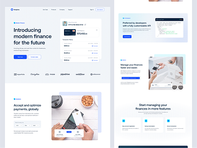 Finance - Landing Page api app balance bank business card clean design dipa inhouse finance financial invoice landing page manage payment saving transfer ui web app website