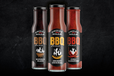 Chilli Hills - BBQ Sauces Packaging bbq bulgaria chilli design hills hot lable packaging peppers sauce sofia