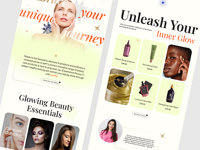 Lumina - Beauty Care Web Design beauty branding care design interfacedesign products typography ui uiux userexperience ux uxdesign webdesign websitedesign