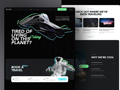 Space travel agency website design astronaut dark ui space space ship webdesign website design