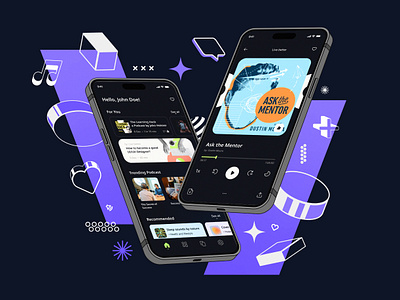 Skitup-Podcast Mobile App 🎛 android branding design digitalart graphic design iosapp minimal mobileapp online podcast podcast ui ui designer uiux design ux ux design