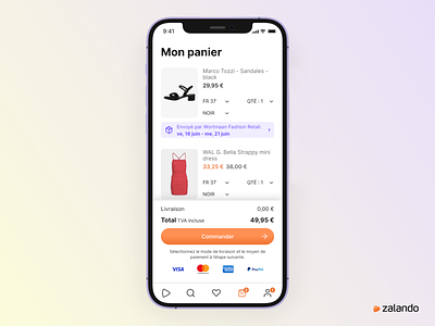 Zalando redesign • Purchase app audit branding design designer ecommerce julie coignoux lille mobile panier purchase redesign shop zalando