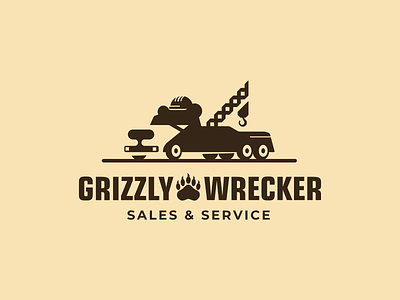 Grizzly Wrecker branding car clever twist creative geometric graphic design grizzly identity design illustration logo design logotype minimalism sales service tow truck wrecker wrecker truck