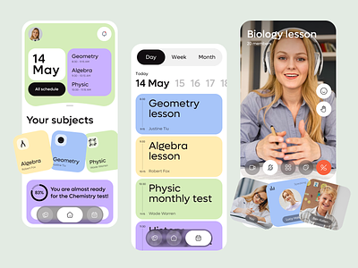 Edtech App concept app candy colors colorfull design edtech on education meeting mobile online pastel colors product school social typography ui ux video call