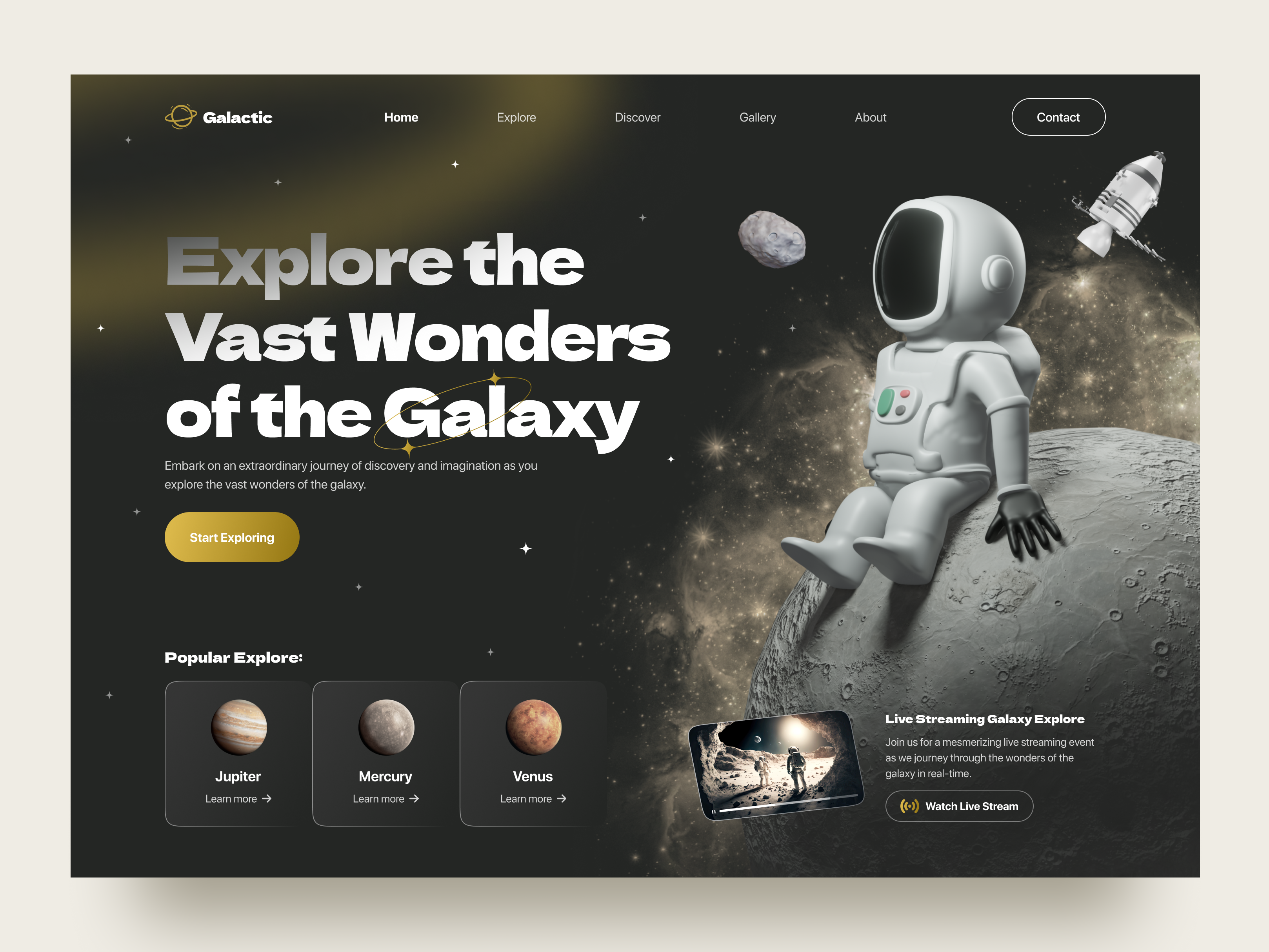 Galactic Website Hero Design - Animation anima animationdesign design galaxy galaxywebsite principle ui uidesign universe universewebsite webdesign webdesignanimation websitedesign