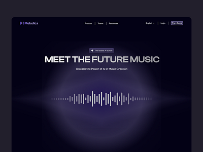 Melodica - AI Music Producer Landing Page ai artificial inteligence blackhole business website dark design future futuristic galaxy landing page modern planet space technology ui ui snippet web web design webpage website