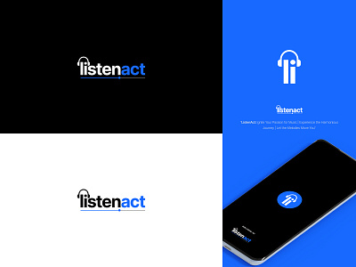 listenact music company logo artistic branding creative design graphic iconic identity illustration industry logo minimalistic modern music professional sound symbolic typography unique