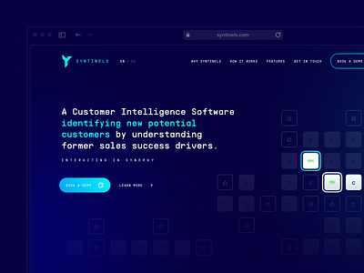 SYNTINELS — Website clean dark mode data footer interaction interface landing page layout microinteraction motion saas technology tonik typography ui ux visual web webdesign website