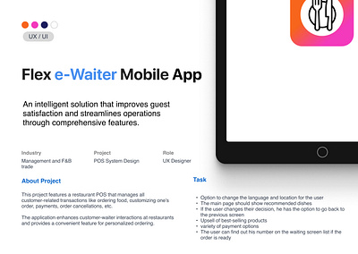 Food Ordering Mobile App - Flex e-Waiter figma illustration productdesign uiux