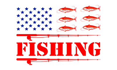 Fishing T shirt Design Vector Illustration america design fish fishing flag illustration t shirt t shirt design typography vector world