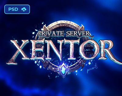 [DOWNL] Private Server Game Logo PSD Template - Xentor ☄️ design download fantasy game game logo gamimg l2 la2 lineage2 logo metin2 mmorpg muonline psd sale template text effect