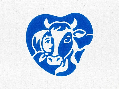 Girl with a cow (Sold) branding buttermilk cheese cow curd cute dairy dairyfarm farm folktale girl heart logo love milk negativespace organic russian smooth yogurt