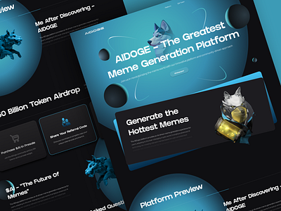 Meme Generation Platform UI Design aidoge redesign design homepage landing page nft landing page ui web web design website website design