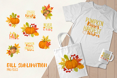 Hello Fall Design Sublimation PNG autumn bundle colorful design fall graphic design illustration printable png set sublimation