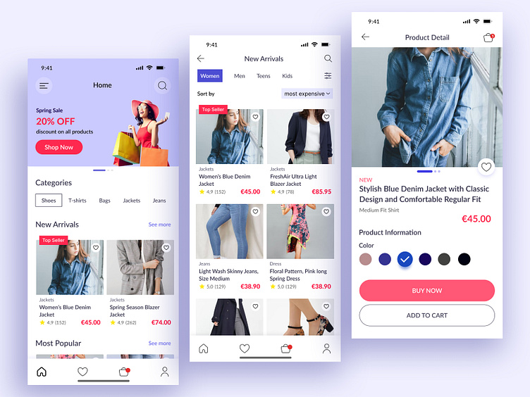 Ecommerce app mobile design by Nikesh Beidwar | UX/UI Designer on Dribbble