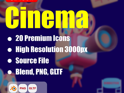 Cinema 3d icon pack 3d 3d art 3d design 3d illustration 3d render art blender 3d camera cinema cycles render design evee film graphic design illustration movie shooting ui uiux